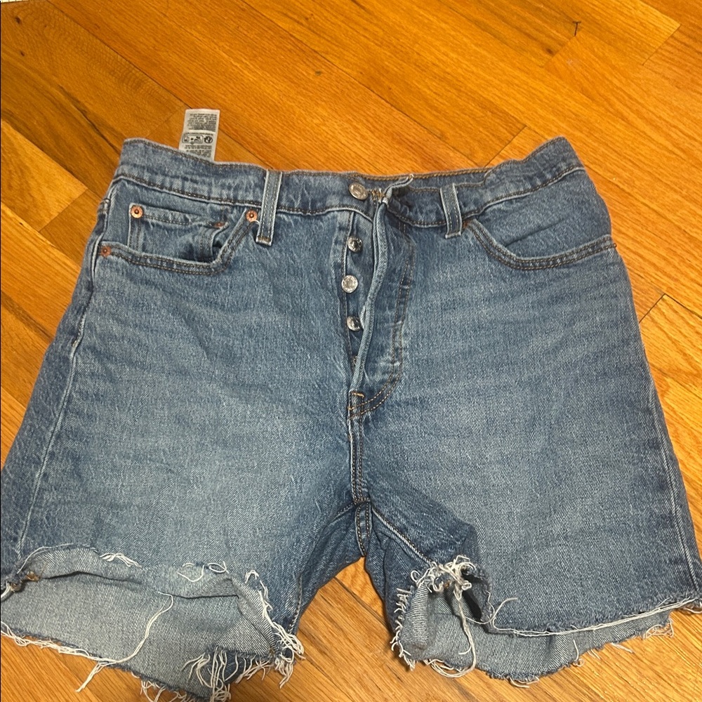 Levi's High Waist Blue Denim Shorts